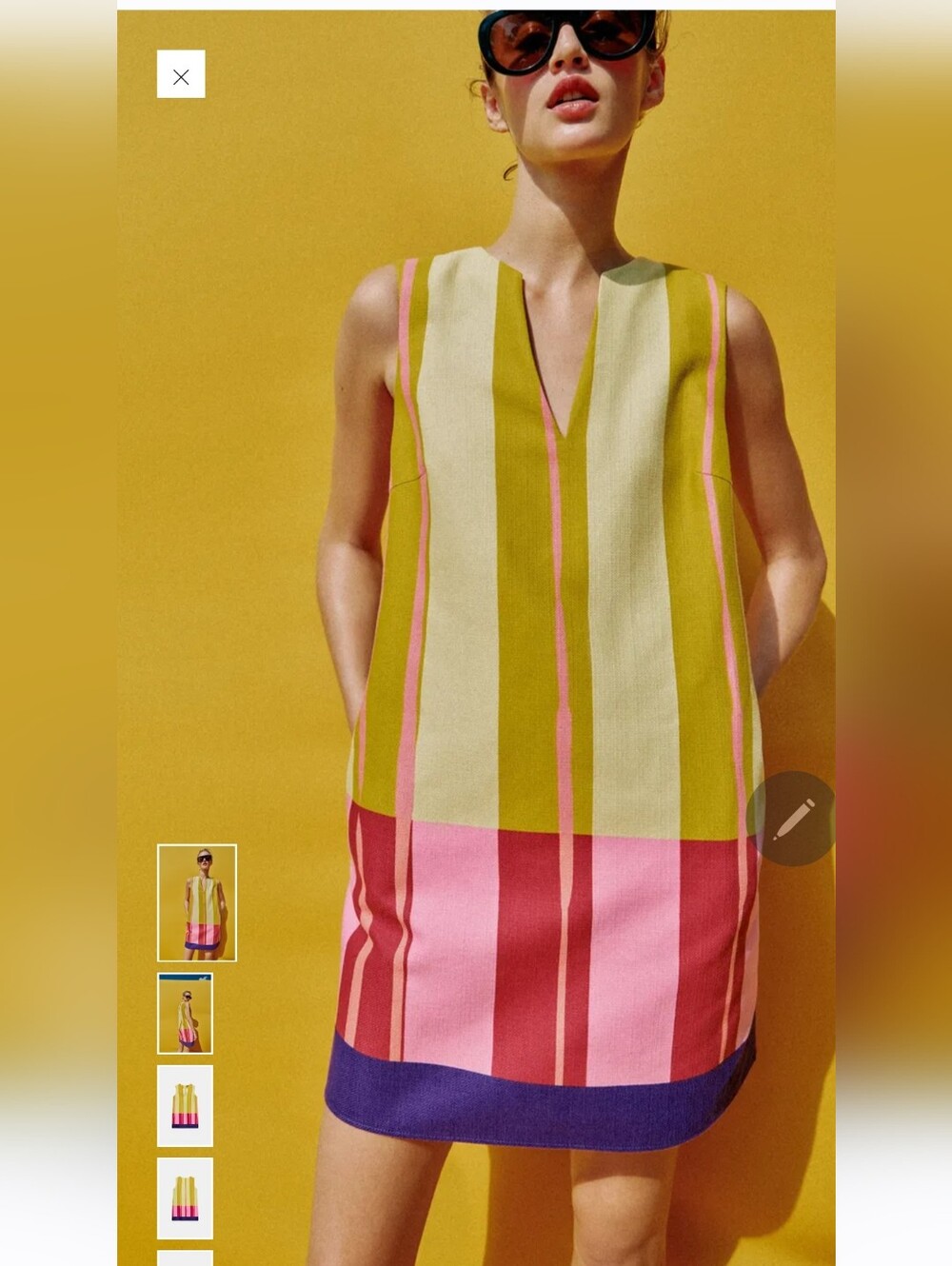 Zara Multicolor Striped Mini Dress — Lime, Pink, Red, Purple